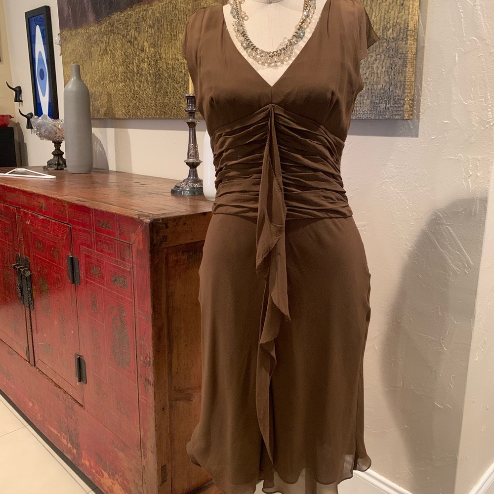 BCBG Max Azria silk brown dress S 6